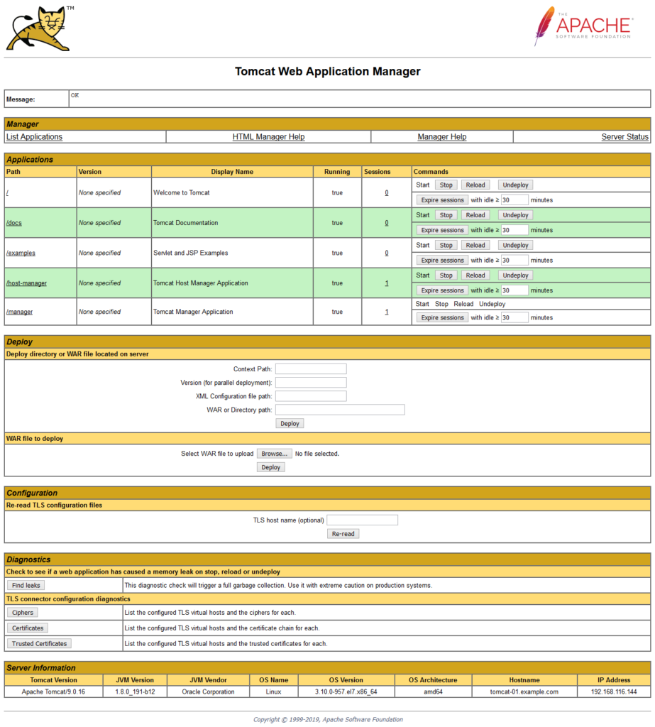 Tomcat Web Application Manager