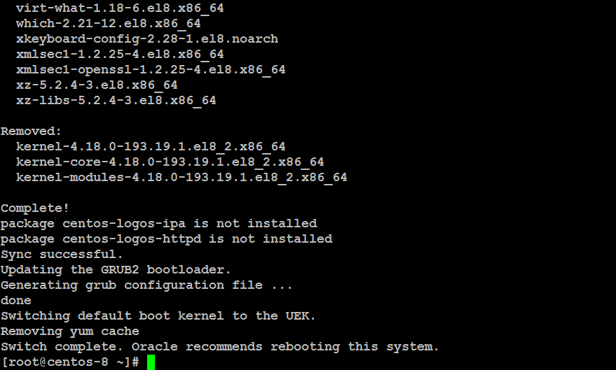 centos2ol completed migration