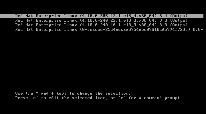 GRUB Menu before Removing Old Linux Kernels