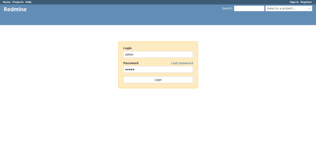 Redmine Software Login