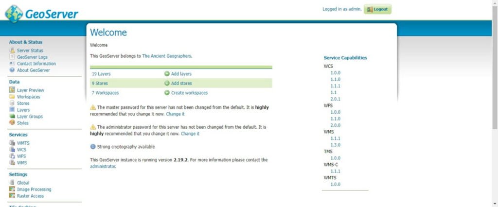 GeoServer Dashboard