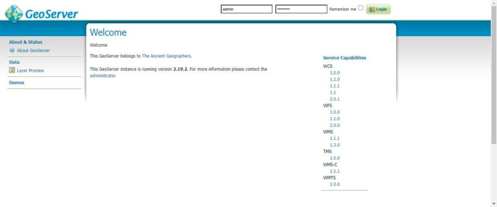 GeoServer Welcome Page