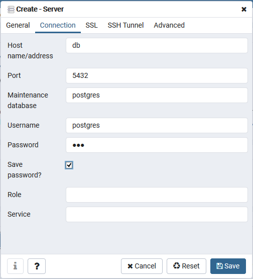 pgAdmin4 - Create Server 2