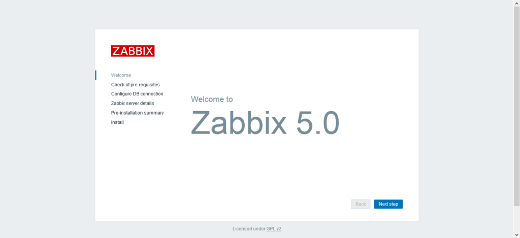 Zabbix Server - Welcome Page