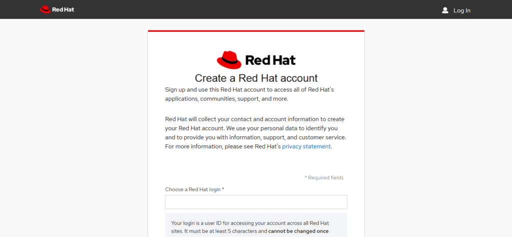 Create a Red hat Account