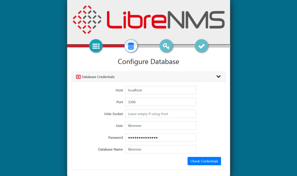 LibreNMS Web Installer - Configure Database 1