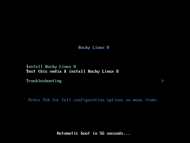 Boot from Rocky Linux 8 ISO