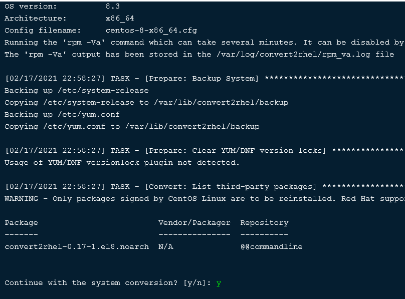 Migrate CentOS 8 to Redhat Linux