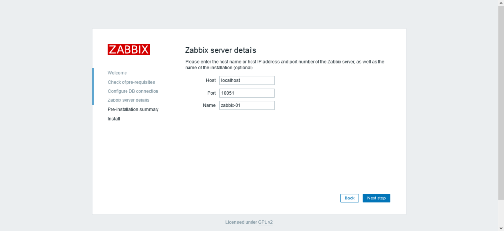 Zabbix Server Details