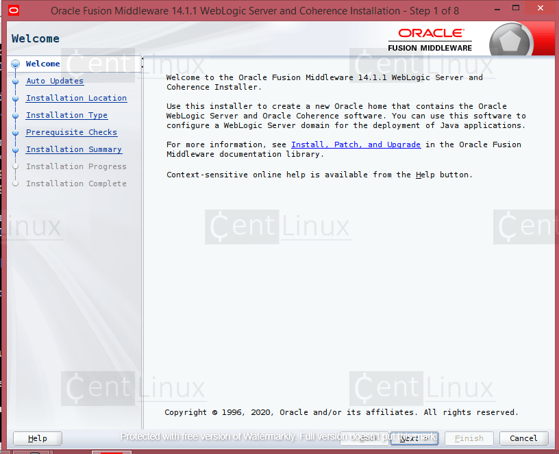 Weblogic 14c Installer Welcome Page