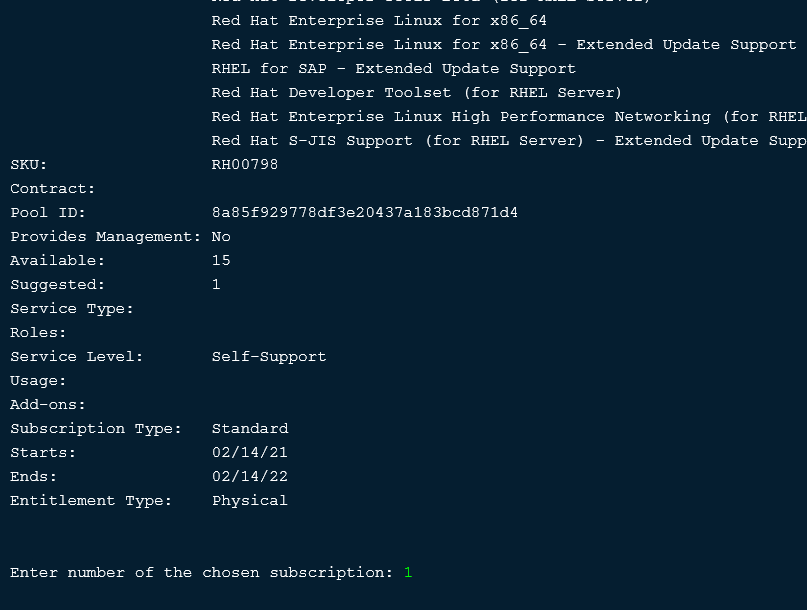 Convert2RHEL - Choose Redhat Supscription