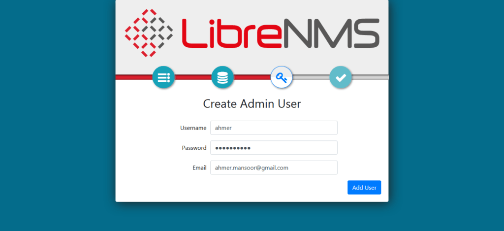 LibreNMS Web Installer - Create Admin User 1