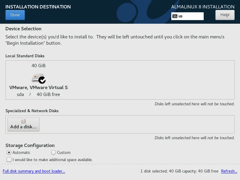 08-almalinux-minimal-installation-with-screenshots-destination AlmaLinux Installation Destination