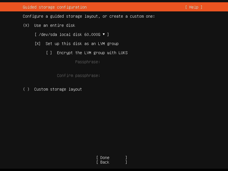 Ubuntu - Guided Storage Configuration