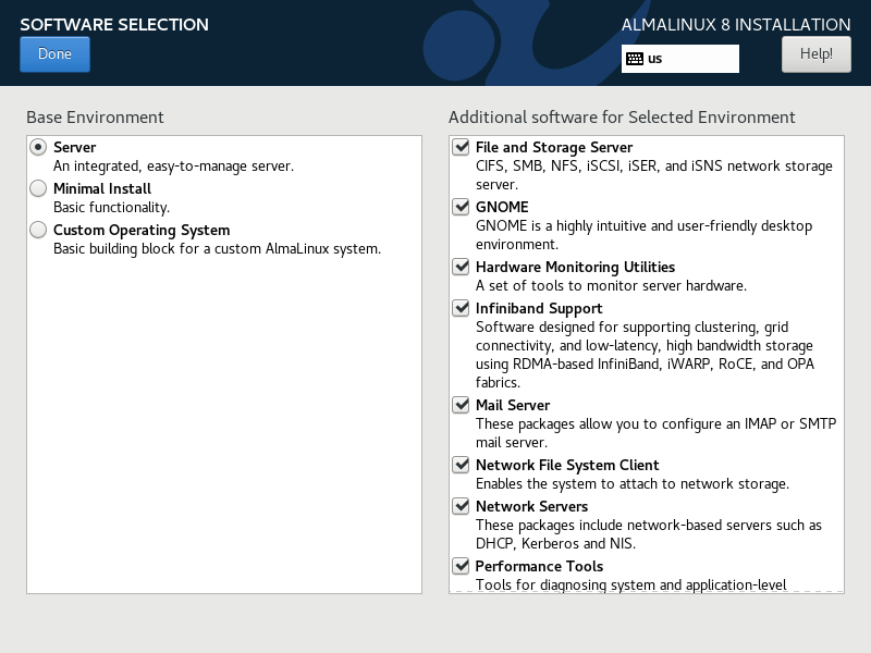 AlmaLinux 8 Software Selection 1