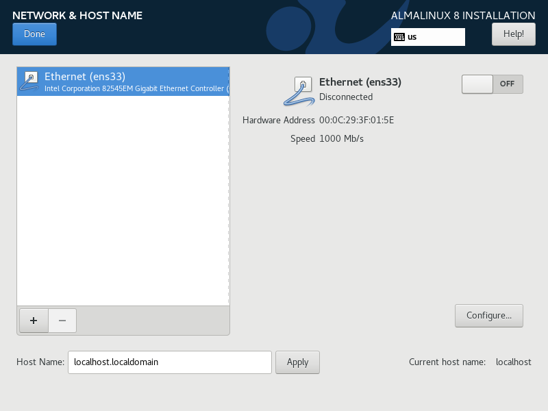 AlmaLinux Network and Hostname 1