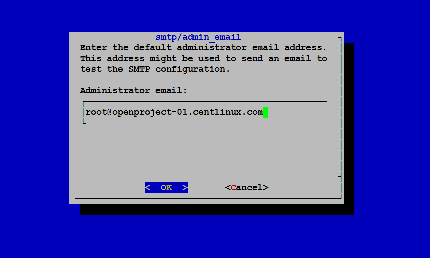 OpenProject SMTP Admin Email