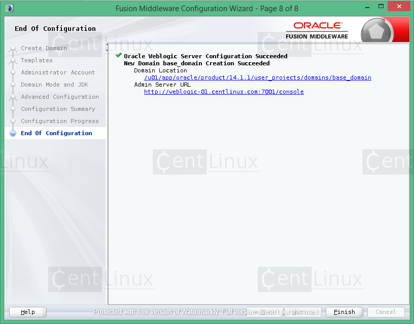 Weblogic 14c - End of Configuration