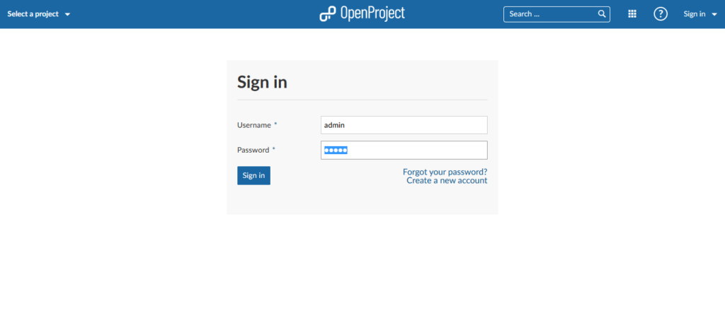 OpenProject Login