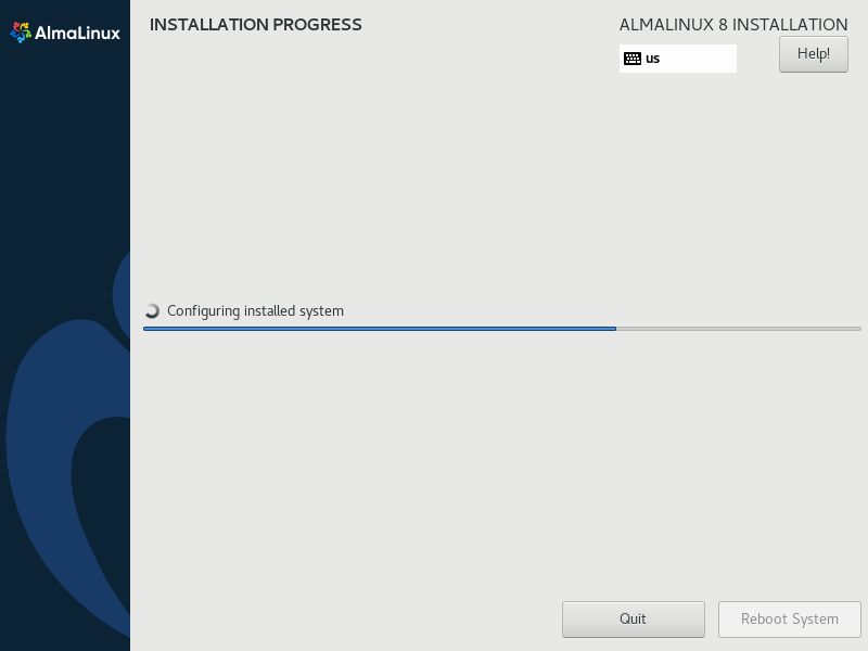 AlmaLinux Installation Progress 2