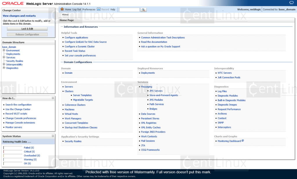 Weblogic 14c - Administration Console