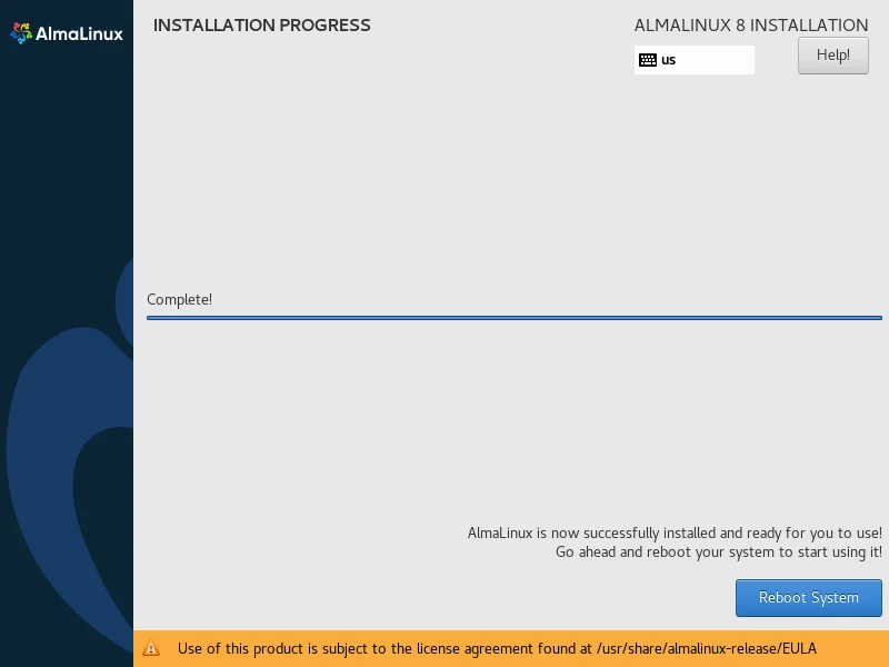 23-almalinux-minimal-installation-with-screenshots-progress AlmaLinux Installation Completed