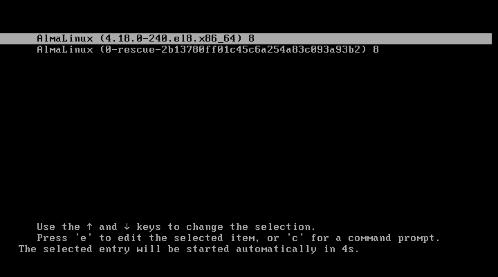 AlamLinux 8 GRUB Menu