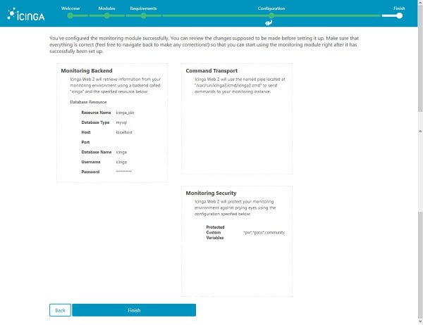 Icinga Web 2 Configuration - Finish