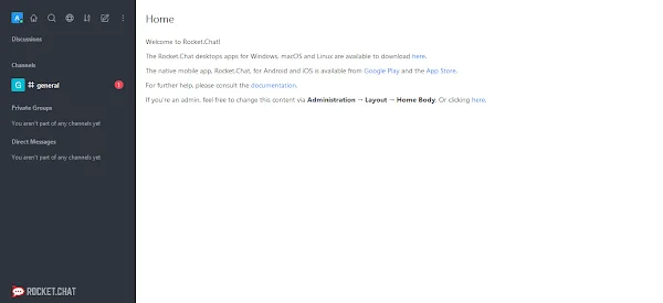 06-install-rocket-chat-server-centos-8-home RocketChat Dashboard