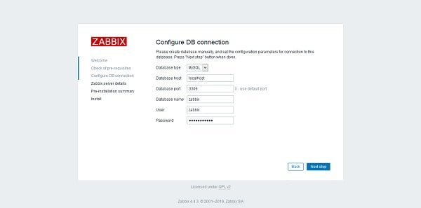 Zabbix Server - Configure DB Connection