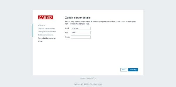 Configure Zabbix Server Details