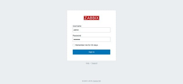 Zabbix Login