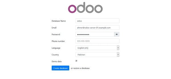 Install Odoo 13 - Create Database