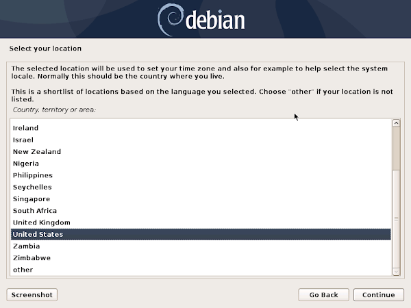 Debian Server - Select Your Location