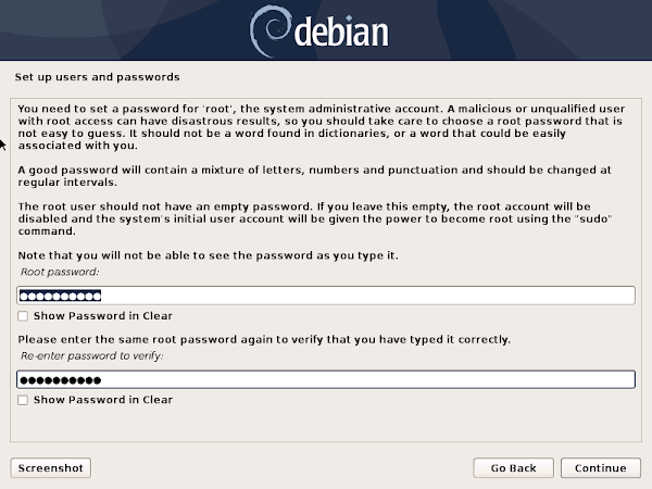 Debian Server - Set root Password