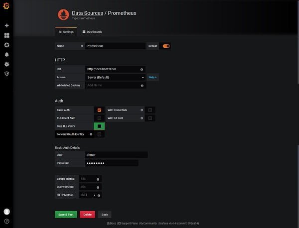 Grafana - Add Prometheus Data Source