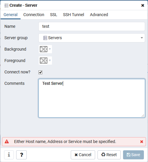 pgAdmin4 - Create Server 1