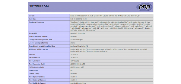 LAMP Stack - PHPInfo Page