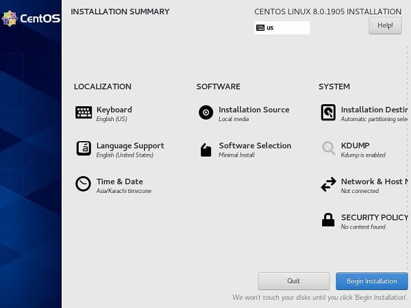 CentOS 8 Installation Summary 4