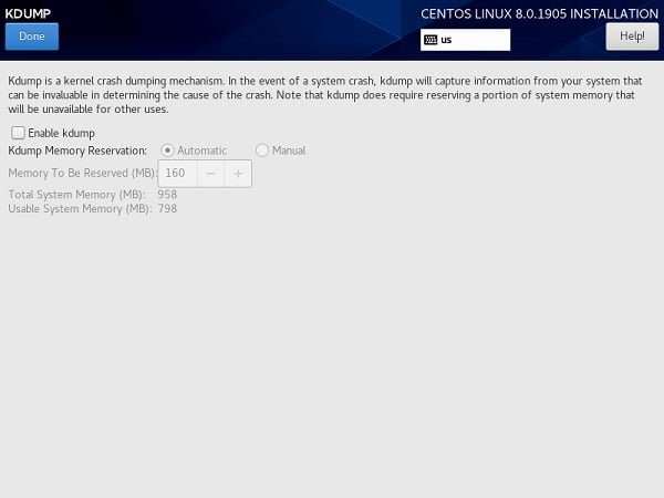 CentOS 8 KDUMP