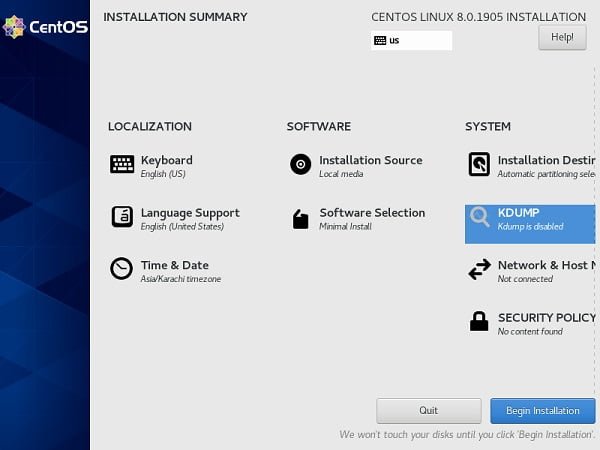 CentOS 8 Installation Summary 5