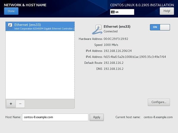 CentOS 8 - Configure Network