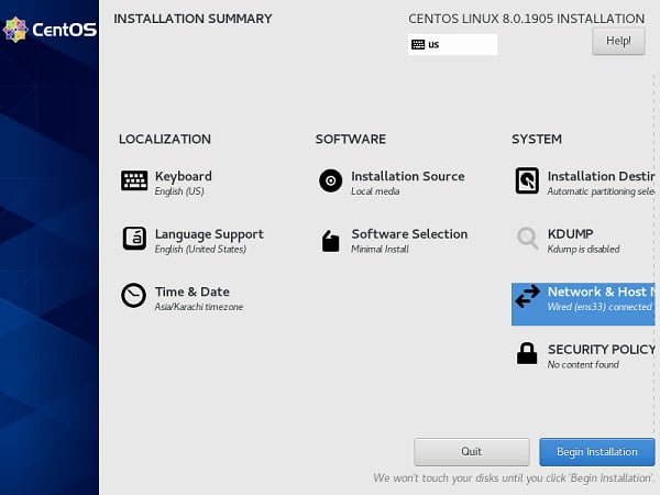 CentOS 8 Installation Summary 6