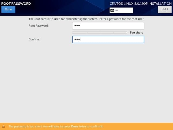 CentOS 8 - Set root Password