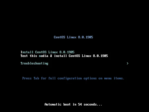 GRUB Menu 2 - Boot from CentOS 8 CD/ISO