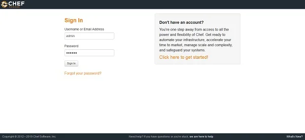 CHEF Server Login