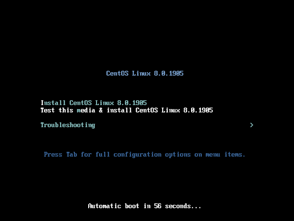 Boot from CentOS 8 ISO