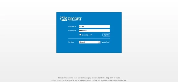 Zimbra Web Login 2