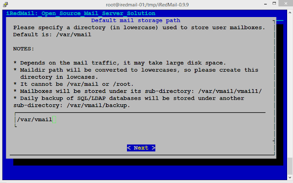 iRedMail Setup - Mail Storage