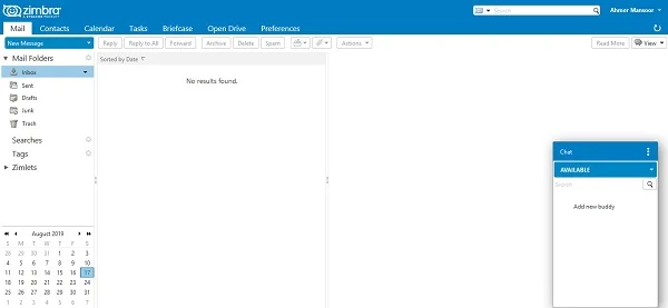 Zimbra WebMail Inbox